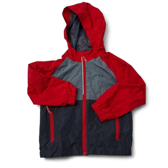 Pacific Trail Kids Windbreaker Jacket 5/6 Red Gray Hooded Reflective Outdoor - Picture 3 of 4